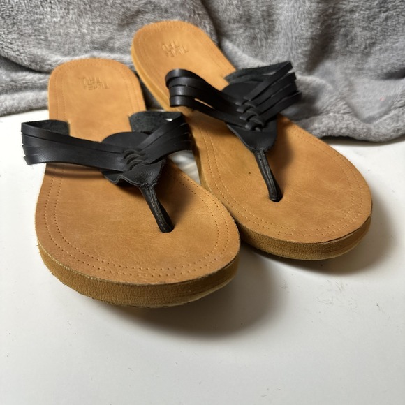 Time and Tru‎ Hooded Thong Sandals Women's L Black Flat Memory Foam Comfort Boho - Picture 3 of 10